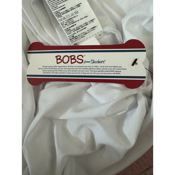 BOBS Skechers Peek A Cat Rainbow Baseball Tee Small NWOT White Black 3/4 Sleeve - Picture 11 of 14